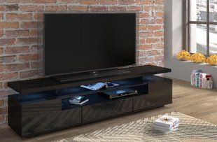 Тумба для під телевізор Eva Premium 195 чорний мат/чорний глянець BIM FURNITURE фото - artos.in.ua
