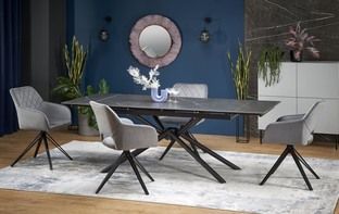 Стіл обідній розкладний VITORINO 160&ndash;220&times;90&times;75 см чорний мармур фото - artos.in.ua
