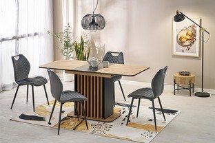 Стол обеденный раскладной WILSON 120&ndash;158&times;77&times;77 см коричневый фото - artos.in.ua
