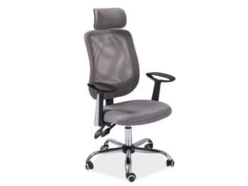 Зручне офісне крісло з підголовником Q-118 SIGNAL сірий Польща