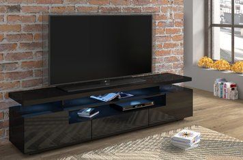 Тумба для под телевизор Eva Premium 195 черный мат/черный глянец BIM FURNITURE фото - artos.in.ua