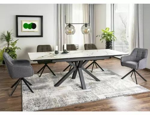 Обідній стіл Columbus Ceramic Amber Bianco Signal 160&times;90&times;76, білий матовий, загартоване скло + кераміка фото - artos.in.ua