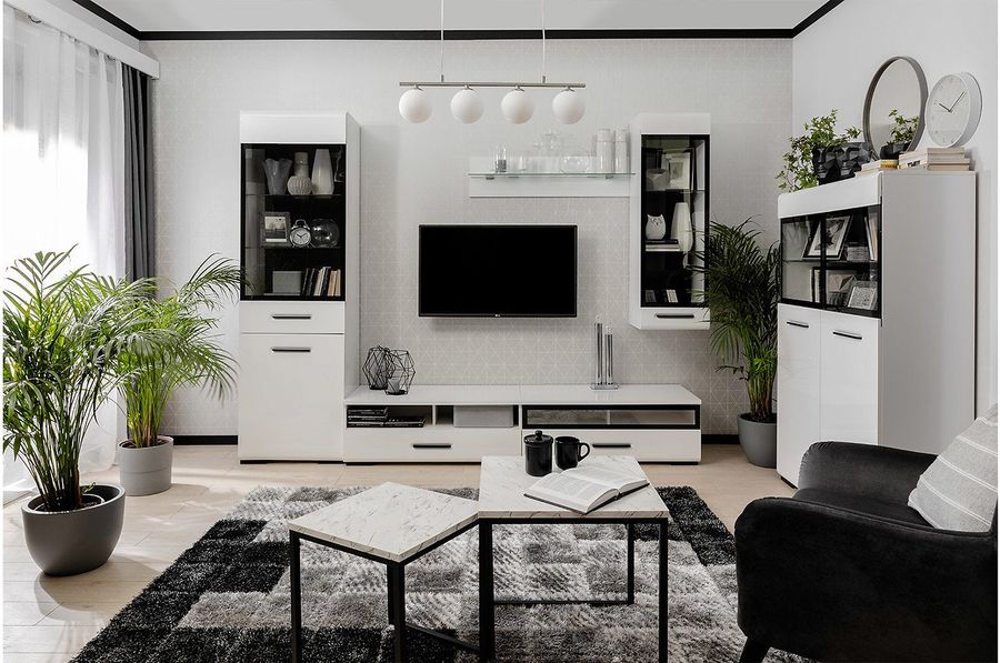 Комплект мебели в гостиную Assen BRW белый / белый глянцевый Польша