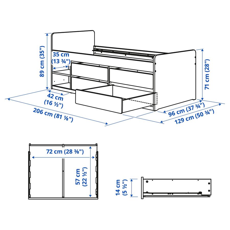 ИКЕА Кровать с шу+бой оч+дно SLÄKT СЛЭКТ / NATTAPA, 895.639.11 фото - artos.in.ua