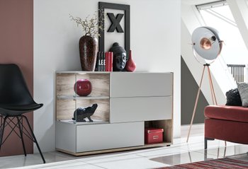 Комплект мебели в гостиную ASM SB Silk 28 DWPG SKS Жемчужно-серый/Дуб Веллингтон из Польши