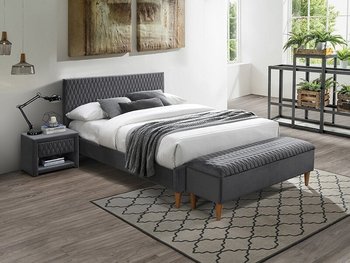 Современная двуспальная кровать AZURRO SIGNAL 180x200 серый велюр Польша