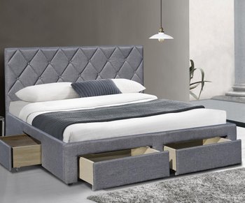 Ліжко HALMAR BETINA 160 з ящиками двоспальне сіре з тканини Польща
