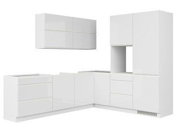Кухня модульная угловая BRW Sole K10-FH_NAR3_BBL-BAL/BIP, белый глянцевый, альпийский белый фото - artos.in.ua