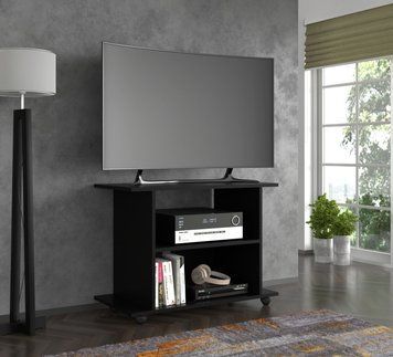 Тумба під телевізор мобільна YOGI 80 см чорний матовий на колесах BIM Furniture Польща фото - artos.in.ua