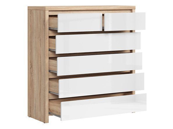 Комод BRW Kaspian S128-KOM6S-DSO/BIP, дуб Сонома/белый глянцевый, из Польши фото - artos.in.ua