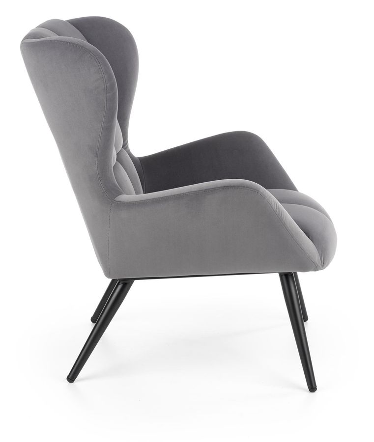 Крісло для відпочинку в вітальню, спальню Tyrion дерево чорний / оксамитова тканина сірий Halmar Польща
