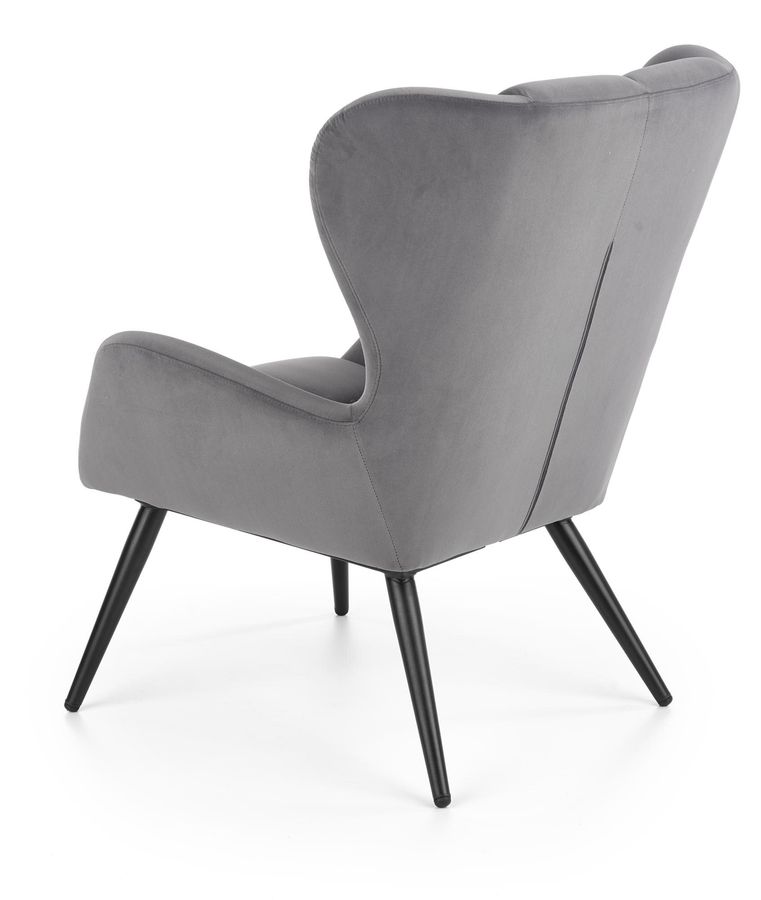 Кресло для отдыха в гостиную, спальню Tyrion дерево черный/бархатная ткань серый Halmar Польша