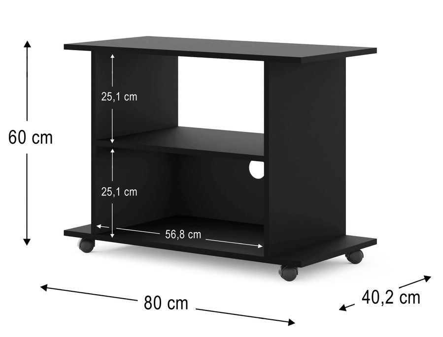 Тумба на колесиках з отвором для кабелів YOGI чорна матова BIM FURNITURE фото - artos.in.ua