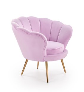 Крісло для відпочинку в вітальню, спальню Amorino сталь золотий / оксамитова тканина фіолетовий Halmar Польща фото - artos.in.ua