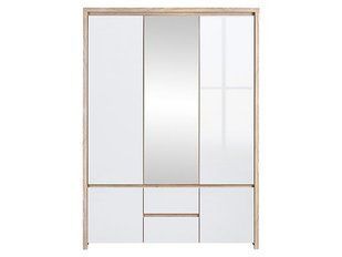 Шкаф BRW Kaspian S128-SZF5D2S-DSO/BIP, дуб Сонома/белый глянцевый, из Польши фото - artos.in.ua