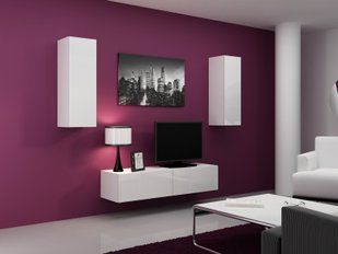 Стінка в зал, у вітальню Cama Vigo 7 лакована 180x210x42 Білий мат/Білий глянець фото - artos.in.ua