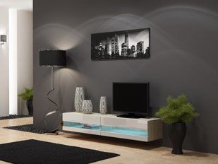 Тумба під телевізор у вітальню CAMA Vigo New 180 скандинавський стиль Дуб сонома мат/Білий глянець фото - artos.in.ua