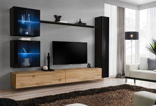 Комплект мебели в гостиную ASM Switch XVIII SWT SW 18 Черный/Дуб Вотан из Польши фото - artos.in.ua