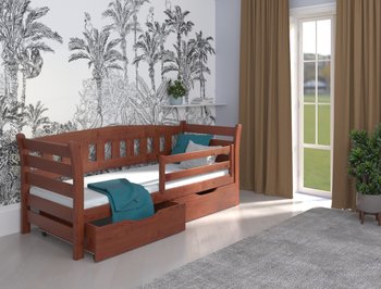 Односпальне дерев'яне ліжко з ящиками та бортиками ТЕДДІ LUNA - вільха