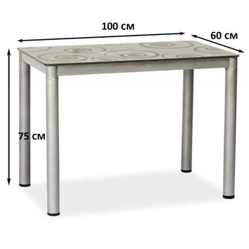 Сірий прямокутний стіл DAMAR 100X60 SIGNAL на металевих ніжках.