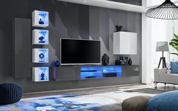 Комплект мебели в гостиную ASM Switch XXVI 27 GW SW26, графит матовый, графит глянцевый, белый матовый, белый глянцевый фото - artos.in.ua