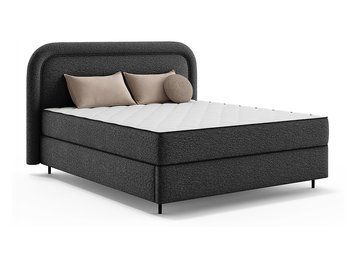 Ліжко континентальне BRW Silvo 160&times;200 &mdash; чорний, з матрацом, з коробом, металеві ніжки фото - artos.in.ua
