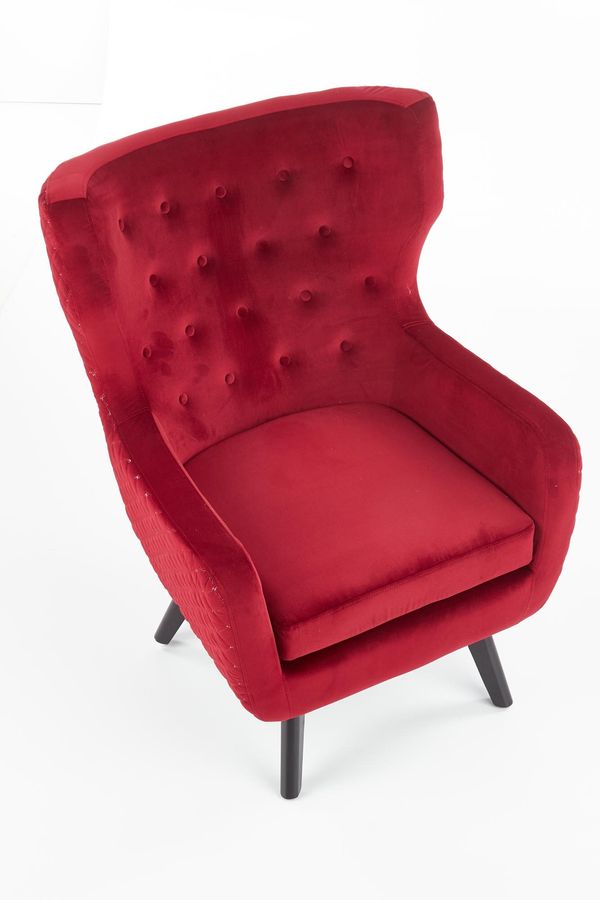 Крісло для відпочинку в вітальню, спальню Marvel дерево чорний / оксамитова тканина бордовий Halmar Польща