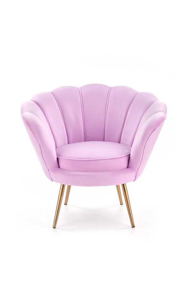 Кресло для отдыха в гостиную, спальню Amorino сталь золотой/бархатная ткань фиолетовый Halmar Польша
