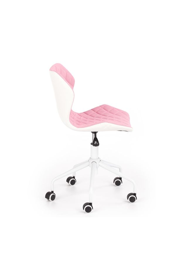 Крісло комп'ютерне Matrix 3 механізм піастри, метал білий / тканину рожевий, екошкіра білий Halmar Польща