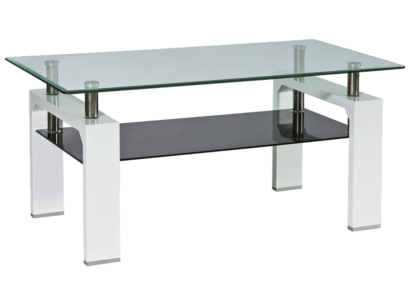 Белый кофейный столик LISA II 110x60 SIGNAL в коридор на 4 ножках Польша