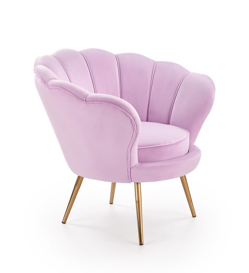 Крісло для відпочинку в вітальню, спальню Amorino сталь золотий / оксамитова тканина фіолетовий Halmar Польща