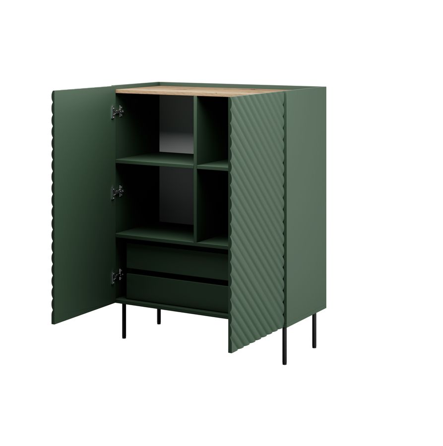 Маленький шкаф с рефленными фасадами ONDA 2D CAMA зеленый Польша