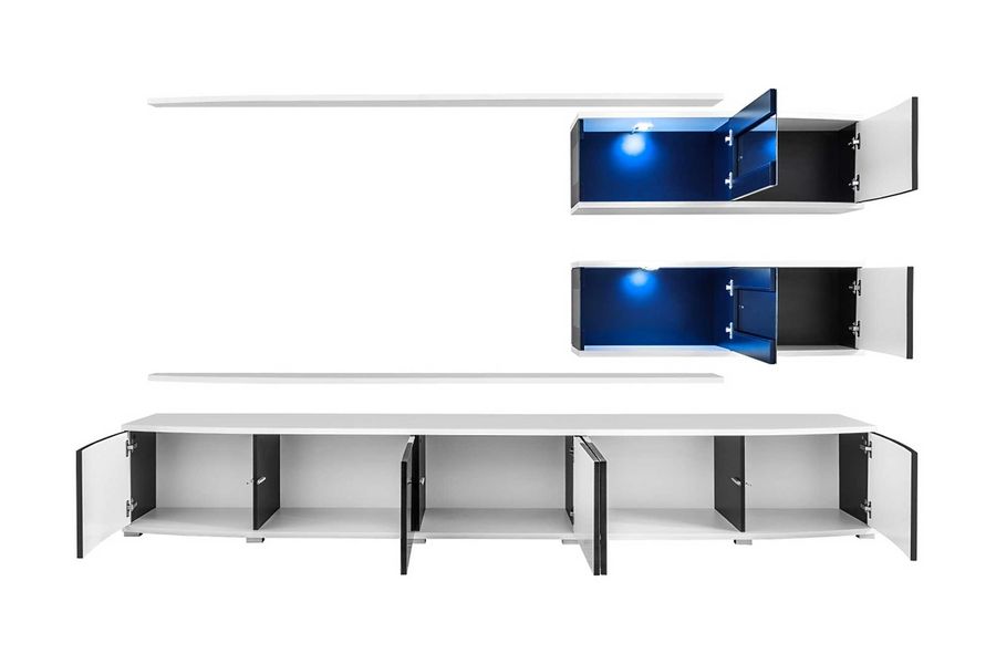 Комплект мебели в гостиную ASM ABW Sonic 28 WS SC Белый матовый/Черный глянцевый из Польши
