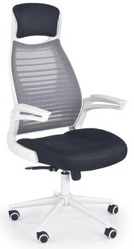 Кресло офисное Franklin механизм Мультиблок, пластик белый/мембранная ткань черный, сетка серый Halmar Польша
