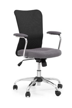 Крісло комп'ютерне Andy механізм Tilt, хромований метал / тканина сірий, сітка чорний Halmar Польща