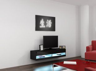 Сучасна тумба під телевізор CAMA Vigo New 140 модерн Чорний мат/Чорний глянець фото - artos.in.ua