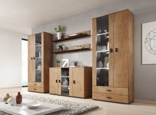 Вітальня хай-тек Cama Soho 10 в стилі хай-тек 192x280x41 Дуб Лефкас/Чорний мат фото - artos.in.ua