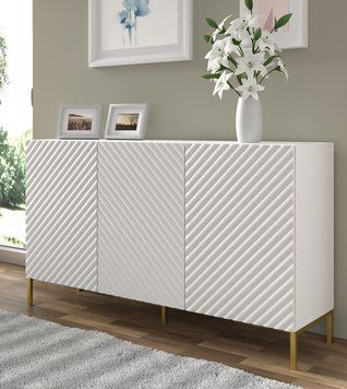 Комод SURF 150 см 3D білий матовий на золотих ніжках BIM Furniture Польща фото - artos.in.ua