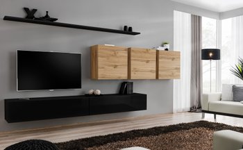 Комплект мебели в гостиную ASM Switch VII SWT SW 7 Черный/Дуб Вотан из Польши