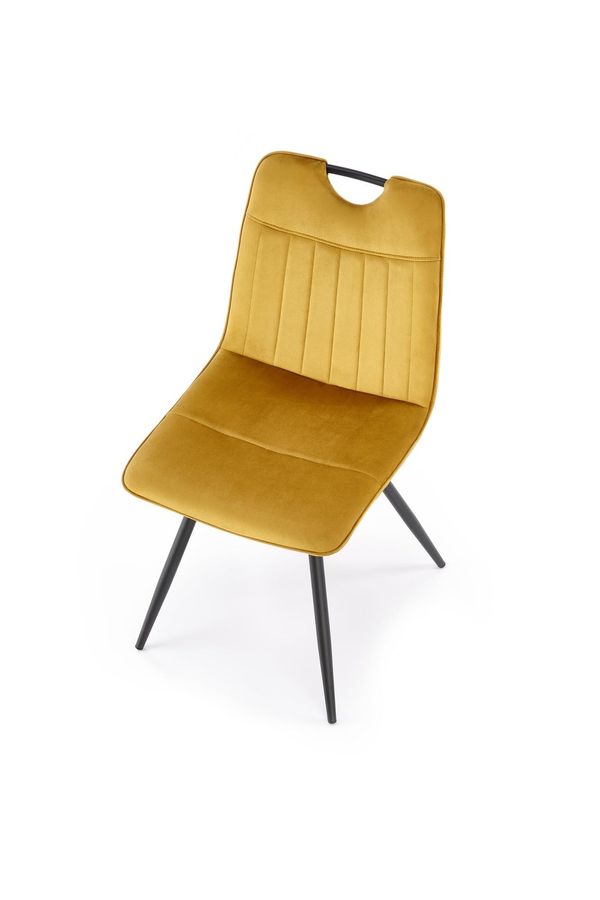 Металевий стілець K521 оксамитова тканина гірчиця Halmar Польща