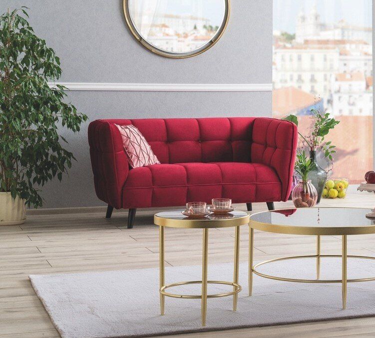 Модний диван CASTELLO 2 SIGNAL Червоний 145х60х78 тканина Velvet / 4 ніжки Польща