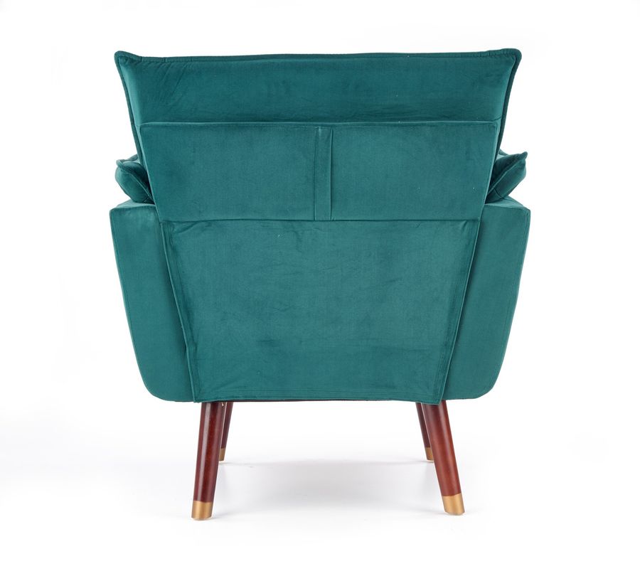 Кресло для отдыха в гостиную, спальню Rezzo дерево темный орех/бархатная ткань темно-зеленый Halmar Польша
