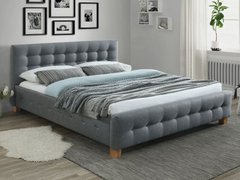 Двоспальні ліжка фото Двомісне ліжко з м'якою спинкою BARCELONA SIGNAL 160x200 сіре з тканини Польща - artos.in.ua