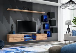 Комплект мебели в гостиную ASM Switch XXI WTS SW 21 Дуб Вотан/Черный из Польши фото - artos.in.ua