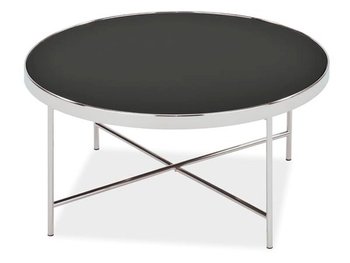 Круглий кавовий столик SIGNAL GINA B Чорний/Хром дизайнерський Загартоване скло Польща