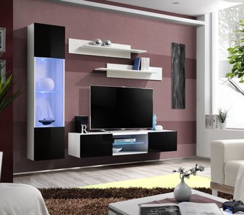 Комплект мебели в гостиную ASM FLY R 23 WS FY R3 Белый матовый/Черный глянцевый из Польши