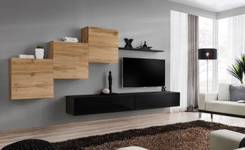 Комплект мебели в гостиную ASM Switch X WTS SW 10, дуб Wotan, черный фото - artos.in.ua