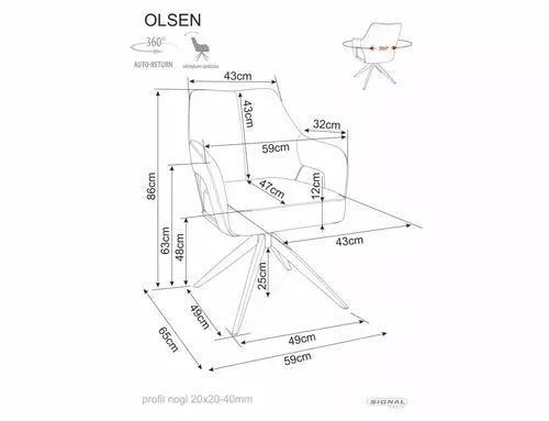 Стілець Olsen Leo кашемір Signal 59&times;86, темно-бежевий, тканина Leo фото - artos.in.ua