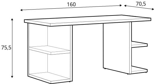 Письмовий стіл BRW Denton Білий глянцевий / польський дуб ширина 160 без ящиків