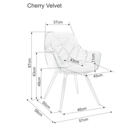 Зручний стілець на металевих ніжках Cherry SIGNAL велюр каррі в стилі хай-тек Польща